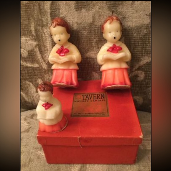 Vtg.1950s Tavern Novelty Candles 2 Large Choir boys in original box+1 baby Bonus - Picture 1 of 7